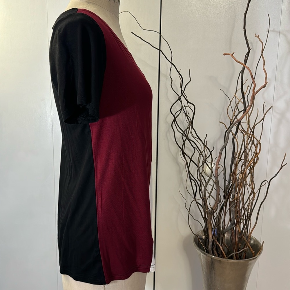 Sarin Mathews multi-color short sleeve color block blouse - Picture 5 of 8